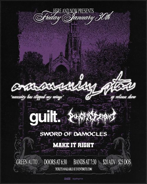 A Mourning Star EP Release Show w/ Guilt, Dungeon Serpent, Sword of Damocles, Make It RightMet