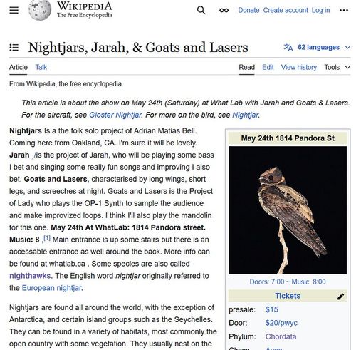 Nightjars, Jarah, Goats & Lasers